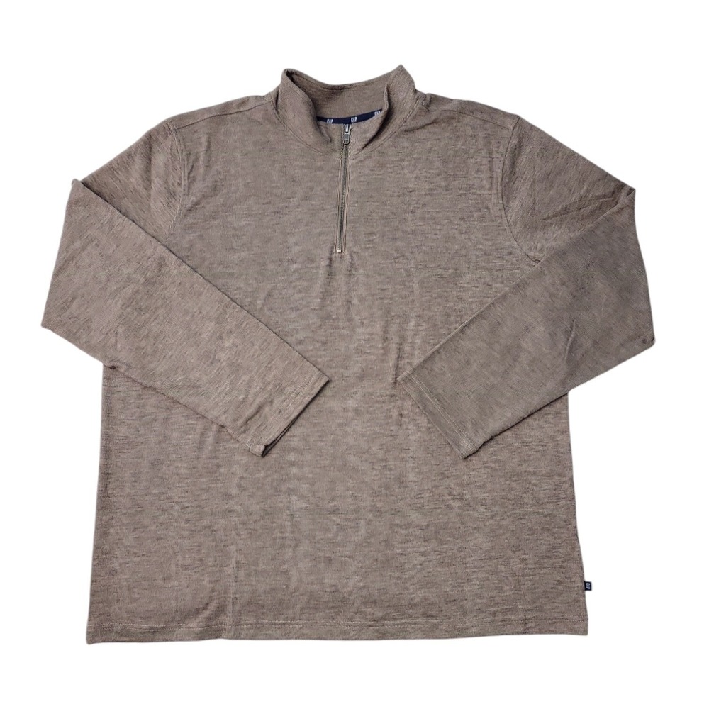 Gap Men's Half Zip Brushed Double Knit Long Sleeve Pullover Chinchilla XL
